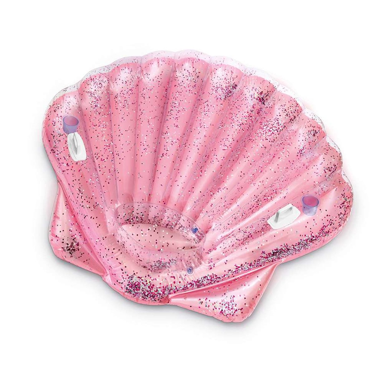 Boia Colchão Concha Rosa com Glitter e Alças Possui Dois Porta Copos Intex - 3