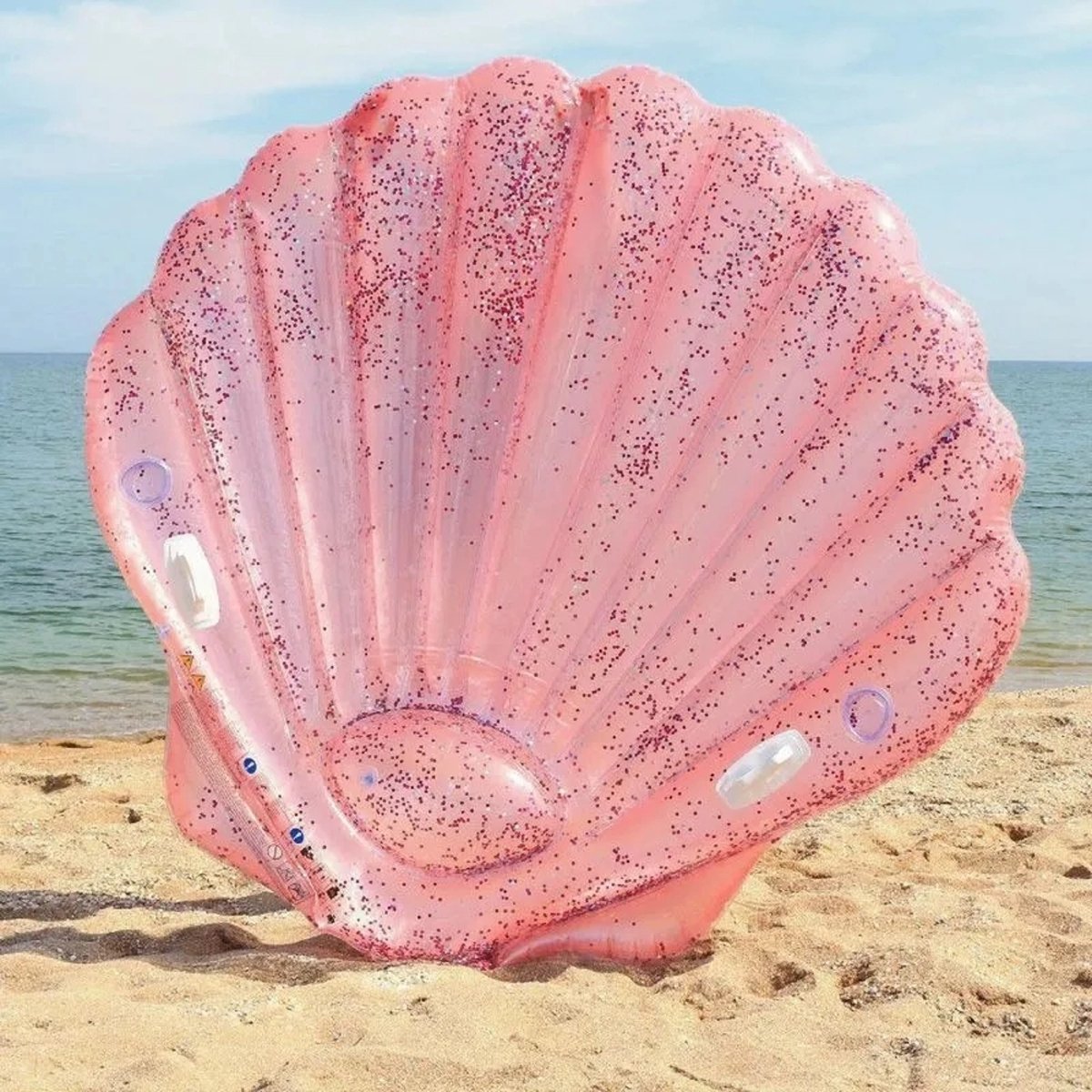 Boia Colchão Concha Rosa com Glitter e Alças Possui Dois Porta Copos Intex - 1