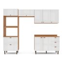 Ver imagem 2 de Cozinha Pérola 270cm com Tampo 4 Peças Off White/Freijó Yescasa