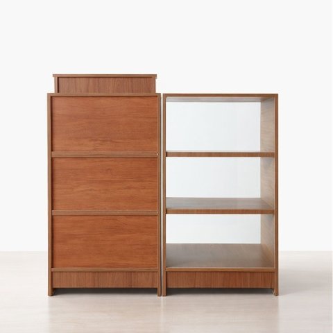 Balcão Caixa + Vitrine Expositor Atendimento Lojas e Comércios 100% Mdf Amadeirado - Suprema Móveis