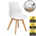 Ver imagem 4 de Conjunto 12 Cadeiras de Jantar Eames Wood Leda Design Estofada - Branco