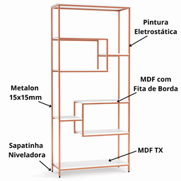 Estante Prateleira Estilo Industrial Organizador 6/4 Níveis Rose Gold - 5