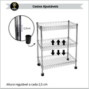 Ver imagem 5 de Fruteira de Chão Aço Cromado com 3 Cestos Ajustáveis