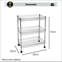 Ver imagem 3 de Fruteira de Chão Aço Cromado com 3 Cestos Ajustáveis