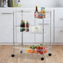 Ver mais imagens de Fruteira de Chão Aço Cromado com 3 Cestos Ajustáveis