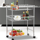 Ver imagem 2 de Fruteira de Chão Aço Cromado com 3 Cestos Ajustáveis