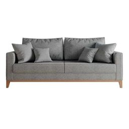 Sofá 3 Lugares Beny Base Madeira 180 Cm Linho Cinza - Fm - 2