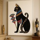 Ver imagem 3 de Quadro Canvas Gato Egípcio Bastet 90x60cm Mold Preta