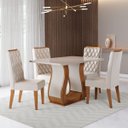 Ver imagem 1 de Conjunto Sala de Jantar Serenata Mesa 120x80cm e 4 Cadeiras Iza Mel/off White/bege - Casa Giulia