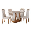 Ver imagem 2 de Conjunto Sala de Jantar Serenata Mesa 120x80cm e 4 Cadeiras Iza Mel/off White/bege - Casa Giulia