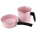 Ver imagem 1 de Conjunto Ágata Leiteira 1L e Panelinha 800ml Rosa Bebê Cabo Nylon Metallouça Esmaltados