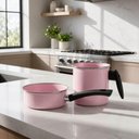 Ver imagem 3 de Conjunto Ágata Leiteira 1L e Panelinha 800ml Rosa Bebê Cabo Nylon Metallouça Esmaltados