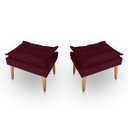 Ver imagem 1 de Kit 02 Puff para Sala e Quarto Madeira Decorativo Opala Suede Bordo