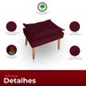 Kit 02 Puff para Sala e Quarto Madeira Decorativo Opala Suede Bordo - 3