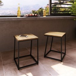 Conjunto de Mesa e 4 Banquetas Estilo Industrial Placa e Ponto - 9 Conjunto de Mesa e 4 Banquetas Estilo Industrial Placa e Ponto - 9