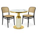 Ver imagem 1 de Conjunto Mesa de Jantar Redonda Imperial 70cm Branca com 2 Cadeiras Roma - Preto