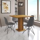 Ver imagem 2 de Mesa Jantar Londres Quadrada Canela 90cm 4 Cadeiras Eames Estofadas Grafite Ferro Preto
