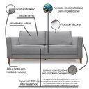 Ver imagem 2 de Sofá 2 Lugares Berlim Linho 1,70m Pés em Madeira Maciça - Cinza