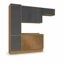 Ver imagem 6 de Cozinha Completa Modulada 4 Peças com Paneleiro e Balcão com Tampo Vibra Canela/Grafite