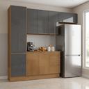 Ver imagem 1 de Cozinha Completa Modulada 4 Peças com Paneleiro e Balcão com Tampo Vibra Canela/Grafite