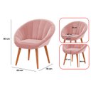 Ver mais imagens de Kit 8 Poltrona Sala Decorativa Sofia Veludo Rosa Pés Palito Castanho - Arkell