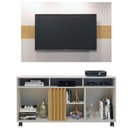 Ver imagem 3 de Home Theater Rack Painel Para TV Até 50 Polegadas Sala Quarto 2 Portas MDF Marrom Madeira Off
