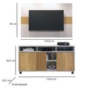Ver imagem 2 de Home Theater Rack Painel Para TV Até 50 Polegadas Sala Quarto 2 Portas MDF Marrom Madeira Off