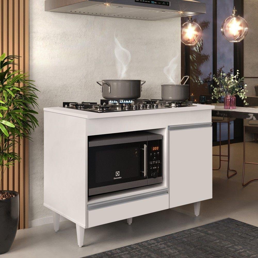 Balcão Multiuso Para Cooktop 4 Bocas Georgia Branco - 9