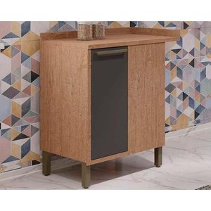 Gabinete de Cozinha Modulado Canto Syrah 1 Porta c/ Tampo 48cm Castanho/Chumbo - Ronipa