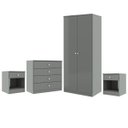 Ver imagem 2 de Quarto Solteiro Completo com Guarda-roupa Cômoda Mesa de Cabeceira London 4 Peças Cinza