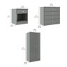 Quarto Solteiro Completo com Guarda-roupa Cômoda Mesa de Cabeceira London 4 Peças Cinza - 4
