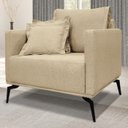 Ver imagem 2 de Poltrona Sala de Estar Liv 1 Lugar Pes Aço Linho Dourado Ezz