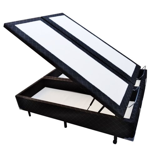 Base Box Baú Casal Bipartido NK Camas Poliéster Preto 41x138x188