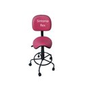 Ver imagem 2 de Cadeira Sela Secretaria Estética para Manicure Tatuador Dentista Base Ferro com Rodízio Corano Pink