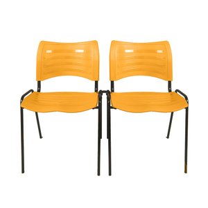 Kit 2 Cadeiras Iso Turim plastica Igreja Recepção Escola Laranja com conector PopMov kit 2 cadeira i