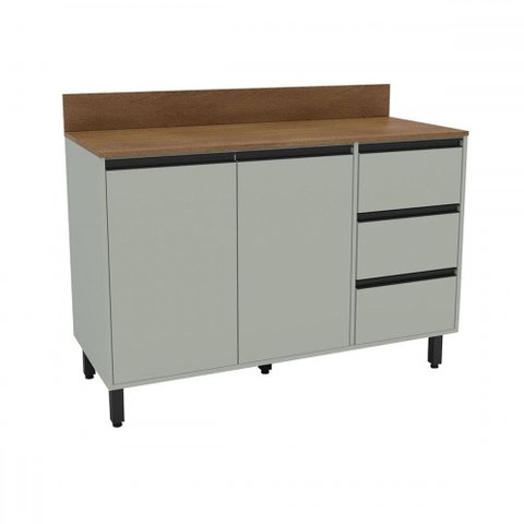 Balcão de Cozinha 120 Cm Koya 2 Portas 3 Gavetas Verde Oliva - Politorno