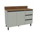 Ver imagem 1 de Balcão de Cozinha 120 Cm Koya 2 Portas 3 Gavetas Verde Oliva - Politorno