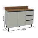 Ver imagem 3 de Balcão de Cozinha 120 Cm Koya 2 Portas 3 Gavetas Verde Oliva - Politorno
