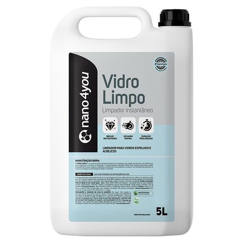Limpador Instantâneo Vidros Espelho Acrílicos Secagem Ultra Rápida Limpo Vidro 5 Litros - Nano4you