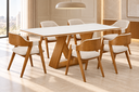 Ver imagem 1 de Sala de Jantar 6 Cadeiras Mesa 2,20x1,10 Europa - Imperial:Linho Cru