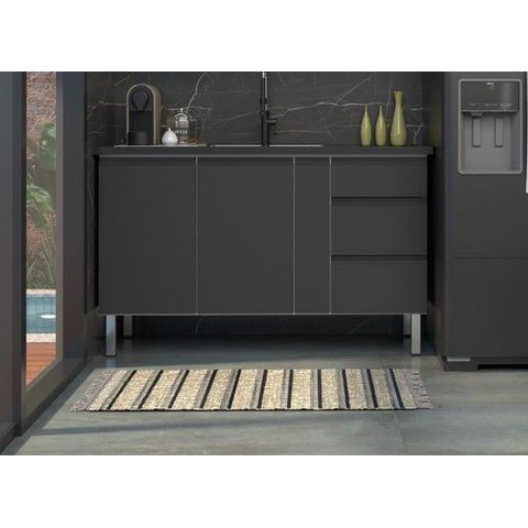 Gabinete de Cozinha em Aço 1,44m Cozimax – com Amortecedor e Divisor de Talheres:preto