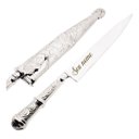 Ver imagem 2 de Faca Gaúcha Churrasco Inox 9 Bainha e Cabo Imita Prateada