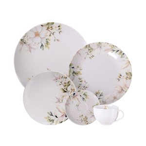 Aparelho de Jantar Tramontina Magnólia em Porcelana Decorada 30 Peças