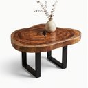Ver imagem 1 de Mesa de Centro Rústica Madeira Maciça Resina Industrial Luxo