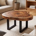 Ver imagem 2 de Mesa de Centro Rústica Madeira Maciça Resina Industrial Luxo