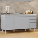 Ver imagem 3 de Balcão de Cozinha com Pia Inox 160cm Arkansas Cinza Claro - Lumil