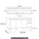 Ver imagem 6 de Balcão de Cozinha com Pia Inox 160cm Arkansas Cinza Claro - Lumil