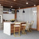 Ver imagem 3 de Banqueta Z Alta 100cm Bistrô Cozinha Balcão em Metal com Encosto Inclinado Assento Confortável Doura