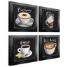 Quadro Decorativo Café Expresso Padaria Cozinha 12x12cm 4 un Arte na Arte Moldura Preta - 1