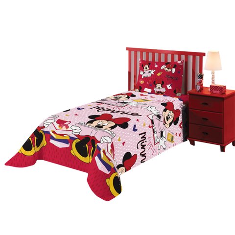 Jogo de Cama Infantil Lepper Minnie Solteiro 2 Peças Microfibra Rosa